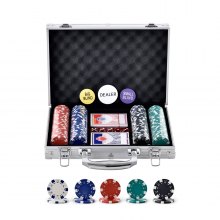 VEVOR Mallette de Poker 200PCs Jetons de Poker en Plastiques PS 11,5 g 40x3,3 mm avec 2 Jeux de Cartes 1 Bouton de Croupier et 2 Boutons Blind pour Blackjack Texas Jeux de Hasard Casino à Domicile