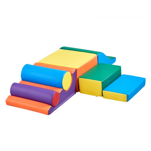 VEVOR 7 Blocs D'escalade En Mousse Pour Bébé – Tapis De Jeu En Cuir PU, Antidérapant, Connecteurs Velcro, Dès 6 Mois, Sécurisé, Facile à Ranger
