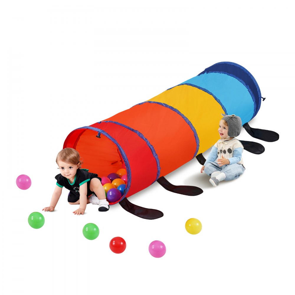 VEVOR Tente tunnel de jeu pour enfants tout-petits, jouet tunnel chenille pop-up coloré pour bébé animal de compagnie, pliable pour garçon et fille, tunnel de jeu intérieur et extérieur, multicolore