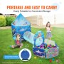 Tente de jeu portable VEVOR pour enfants avec tunnel et piscine à balles sur pelouse, conçue pour un pliage et un rangement faciles.