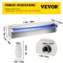 VEVOR Déversoir à cascade piscine 30x11,5x8 cm fontaine chute d'eau de piscine acier inox avec bande LED colorée, connecteur de tuyau, télécommande, résistant à corrosion pour étang, jardin extérieur