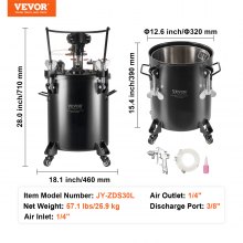 VEVOR Réservoir de Peinture sous Pression 30 L 70 PSI Agitation Automatique