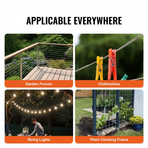 Câble Acier Inoxydable VEVOR 3,18mm X 30,5m - 7x7 Avec Accessoires Pour Garde-corps