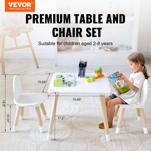 Table + 2 Chaises Enfant VEVOR - 795x555mm Avec Étagère - Pour Jouer, Étudier, Manger - 2-8 Ans