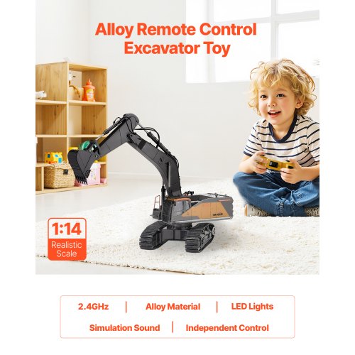 Engin Chantier Pelleteuse Télécommandée Jiakora - Jouet Enfants 3 Ans Avec Sons Et Lumières Cadeau Garçon