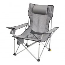 VEVOR Chaise de Camping Inclinable Portable 150 kg pour Maison Extérieur Gris