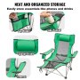 VEVOR Chaise de Camping Inclinable Portable 150 kg pour Maison Extérieur Vert