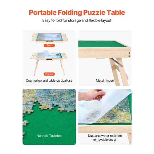 Planche De Puzzle En Bois De 1500 Pièces Avec 6 Tiroirs - Table De Puzzle Rotative De 89 X 68 Cm | Surface En Feutre Et Tapis De Couverture Translucide, Table De - 3