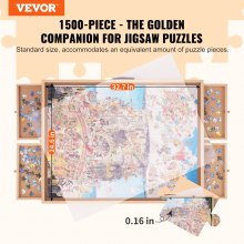 VEVOR Table de Puzzle 1500 Pièces Planche de Puzzle 865x660 mm avec Tiroirs et Couverture Transparente Plateau Casse-Tête Pieds Pliables Organisateur de Puzzle pour Amateurs de Puzzle Enfants Adultes