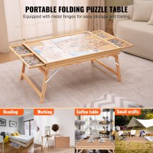 VEVOR Table de Puzzle 1500 Pièces Planche de Puzzle 865x660 mm avec Tiroirs et Couverture Transparente Plateau Casse-Tête Pieds Pliables Organisateur de Puzzle pour Amateurs de Puzzle Enfants Adultes