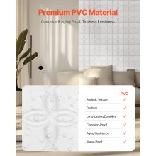 VEVOR Panneaux Muraux 3D PVC Lot de 33 30x30 cm Couvre 2,97 m² Floral Blanc Mat