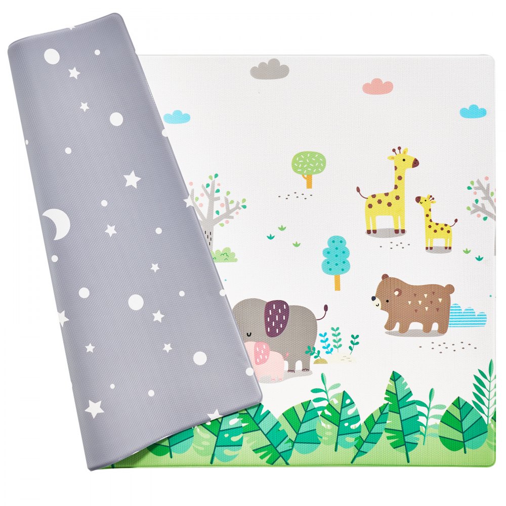 VEVOR Tapis de Jeu Doux pour Bébé Enfant Rampant au Sol Maison 2,1x1,4 m 2 Côtés