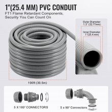 VEVOR Conduit électrique flexible PVC étanche aux liquides 25,4 mm 30,5 m IP65