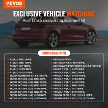 VEVOR Disques de Frein Arrière 232 mm Kit de Remplacement pour Audi A3 (8L)