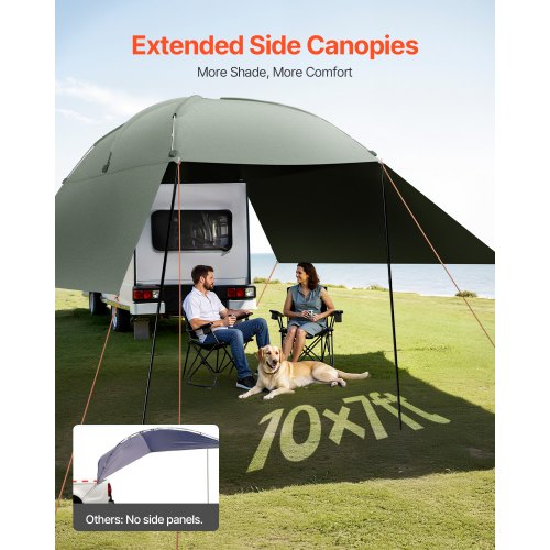 Auvent Voiture VEVOR 1,4x2 M - Rétractable, Imperméable PU3000, UV50+, Pour Camping SUV Fourgon