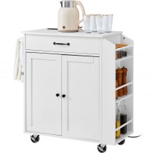 VEVOR Chariot de rangement pour îlot de cuisine station de recharge 66 cm blanc