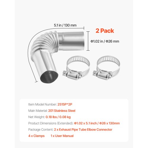 Pièce Remplacement Chauffage Voiture Raccord Coudé échappement 90° Acier Inox 25mm - Pour Chauffage Auxiliaire Avec Pinces Tube Inox 63.5mm Echappement Pièce Remplacement Chauffage Voiture Raccord Coudé échappement 90° Acier Inox 25mm - Pour Chauffage Auxiliaire Avec Pinces Tube Inox 63.5mm Echappement