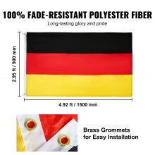 VEVOR Kit de mât de drapeau allemand détachable 6090mm en aluminium robuste noir