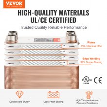 VEVOR Échangeur de chaleur à 80 plaques brasées acier inoxydable 316L 127x305 mm