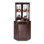 VEVOR Armoire Bar Industrielle de Coin, Meuble de Bar pour Liqueurs et Verres, Buffet avec Porte-verres, Grand Présentoir à Vin Autoportante en Bois pour Salon, Maison, Bar Domicile, Café, Marron