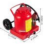 Cric bouteille hydraulique pneumatique VEVOR rouge avec dimensions : 13"x9"x11".