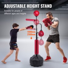 VEVOR Entraîneur de vitesse de boxe, avec support, sac de boxe réflexe pour adolescents et adultes, sac de frappe sur pied réglable en hauteur avec gants, pour entraînement de gym à domicile, rouge