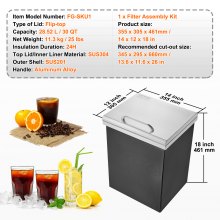 VEVOR Bac à Glace Encastrable 355x305x461 mm Boîte Isotherme pour Glace en Inox