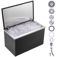 VEVOR Bac à Glace Encastrable 610x508x382 mm Boîte Isotherme pour Glace en Inox