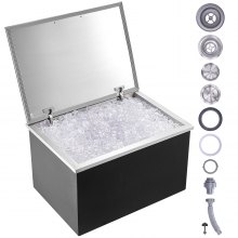 VEVOR Bac à Glace Encastrable 710x508x437 mm Boîte Isotherme pour Glace en Inox