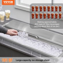 VEVOR Bac à Glace Encastrable 913x456x358 mm Boîte Isotherme pour Glace en Inox