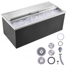 VEVOR Bac à Glace Encastrable 913x456x358 mm Boîte Isotherme pour Glace en Inox