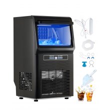 VEVOR Machine à Glaçons Commerciale 34 kg/24 h Appareil de Préparation de Glaçons 36 Bacs à Glaçons Capacité de Stockage 5,6 kg Nettoyage Auto sans Installation Autoportant pour Maison Restaurant Bar