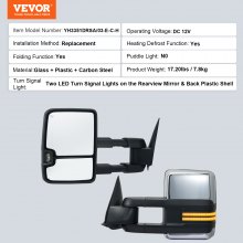 VEVOR Rétroviseurs de remorquage, paire gauche et droit, miroir de remorquage chauffant pour Chevrolet Silverado GMC Sierra Tahoe Suburban Avalanche Yukon 2003-2007, signal lumineux, dégivrage, argent