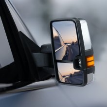 VEVOR Rétroviseurs de remorquage, paire de gauche et droit, miroir de remorquage chauffant électrique pour 2003-2007 Chevy Silverado pour GMC Sierra, avec signal lumineux, dégivrage chauffant, noir