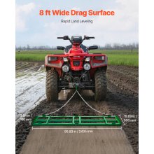 VEVOR Herse Traînée Râteau Niveleur Remorquable 243,5x50cm pour VTT UTV Tracteur