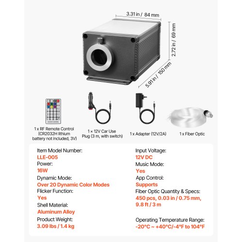 AZIMOM Kit De 1200 Pièces De 1200 étoiles Lumineuses En Fibre Optique Scintillante 20 W RVB De 0,1 Cm, 4 M, Télécommande Activée Par Le Son