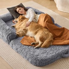 VEVOR Grand lit pour chien de taille humaine velours PV lavable 182x122x25,4 cm