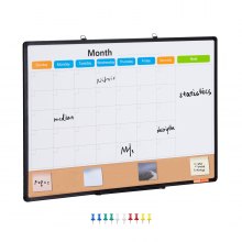 VEVOR Combo de Tableau Blanc et Tableau en Liège Calendrier Mensuel 90 x 60 cm