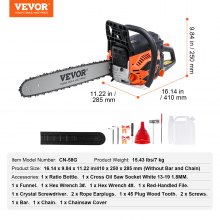 VEVOR Tronçonneuse à essence 58 CC 20" 50,8 cm avec moteur pour coupe du bois