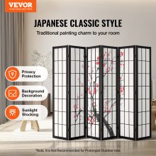 VEVOR Cloison de Séparation Japonaise Paravent à 6 Panneaux Fleur de Cerisier