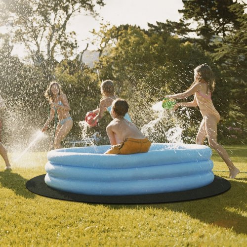 VEVOR Tapis De Sol Spa Extra Large 2032 Mm - Protecteur Imperméable Antidérapant Pour Piscine Gonflable, Gris-Noir, Absorbant Et Réutilisable