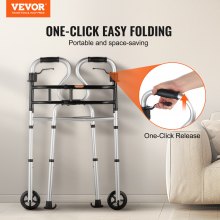 VEVOR Déambulateur pliable 3 en 1 aluminium avec hauteur et largeur réglables