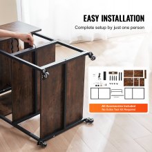 VEVOR Table de Presse à Chaud Support Mobile avec Roues 3 Niveaux Pliable Marron