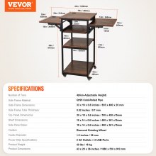 VEVOR Table de Presse à Chaud Mobile Support à 4 Niveaux avec Station de Charge