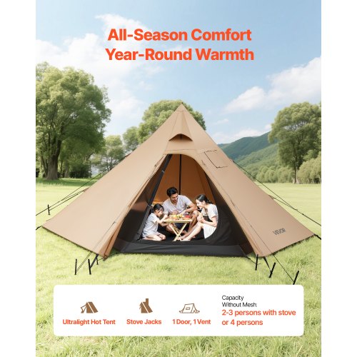 Tente chaude avec prise pour poêle Onefires 4-8 personnes Tente chaude avec prise pour poêle Onefires 4-8 personnes