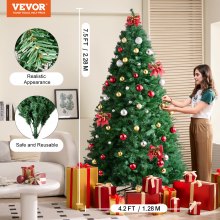 VEVOR Sapin de Noël Artificiel 2,28 m 1346 Pointes de Branches Base en Métal