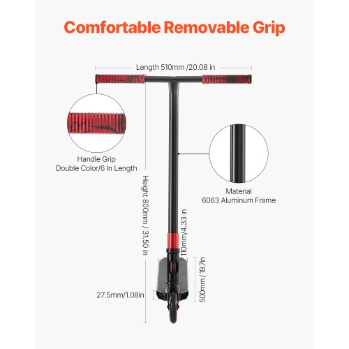 Intexca Trottinette Acrobatique avec Roues à Noyau en Aluminium, ABEC-9 & Système de Compression HIC