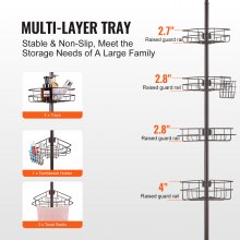 VEVOR Étagère de Douche d'Angle Poteau Télescopique 142,2-289,5 cm de Haut