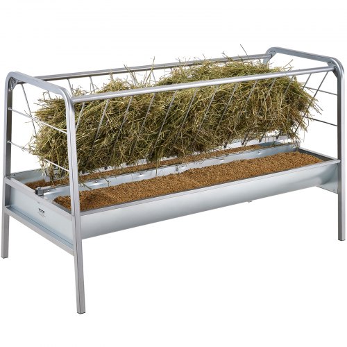 Mangeoire à Foin Cheval Métal Grande Capacité 138x50x24cm - Vert - Pour Chevaux, Moutons, Chèvres Et Bétail