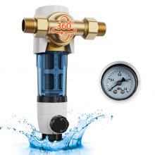 VEVOR Préfiltre à eau rotatif, 4 T/H débit élevé, filtre à sédiments de 40 microns d'eau de puits pour toute la maison, 19 mm G-M + 25,4 mm G-M, pour systèmes de filtration d'eau dans toute la maison